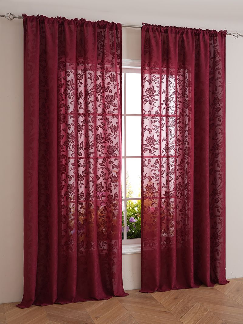 Tende trasparenti in pizzo, tende semi-trasparenti in poliestere, pronte all'uso, per soggiorno, camera da letto, vintage, floreali, boho chic, filtraggio della luce, privacy_voghion.com