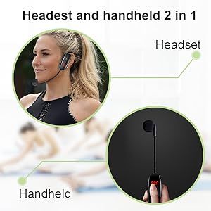 XIAOKOA Kopfmikrofon, kabelloses Mikrofon-Headset, kabelloses Mikrofon, LED-Anzeige, 165 Fuß Reichweite, für Verstärkerlautsprecher_voghion.com