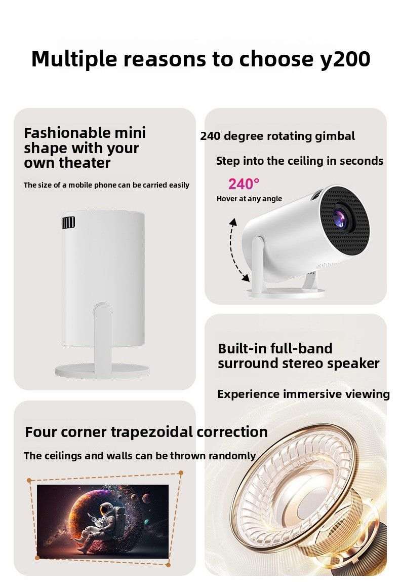 Projector Home Wall 1080p Projector Mini High Definition Intelligent Barrel Wifi Projector High Current_voghion.com