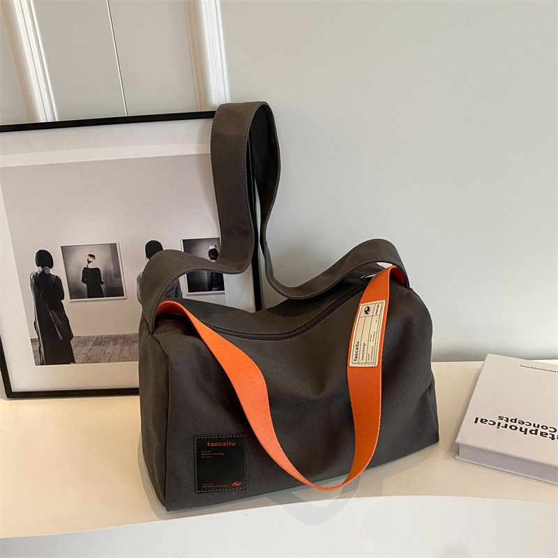 Grande capacidade nova bolsa de lona minimalista classe estudante bolsa diagonal de ombro único, bolsa de travesseiro feminina_voghion.com
