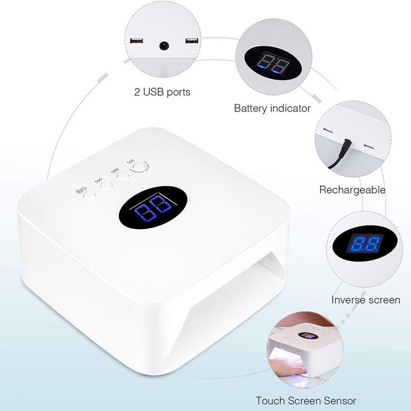 Lampe à ongles rechargeable 54 W Machine de séchage de vernis à gel sans fil Lumière UV pour ongles Lampe LED UV à ongles sans fil_voghion.com