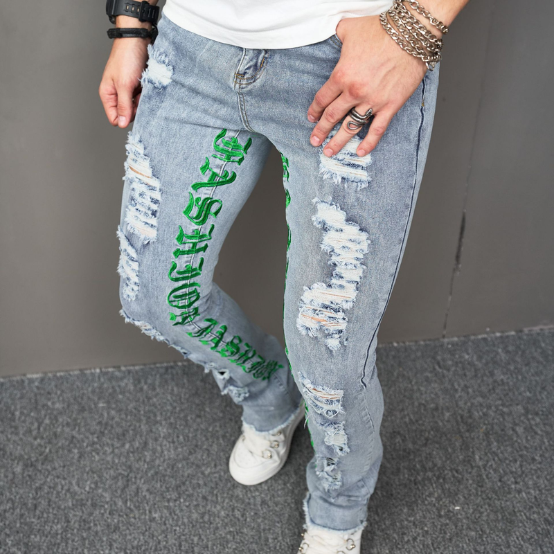 Herr Bootcut Broderi Moderiktiga Leggings_voghion.com