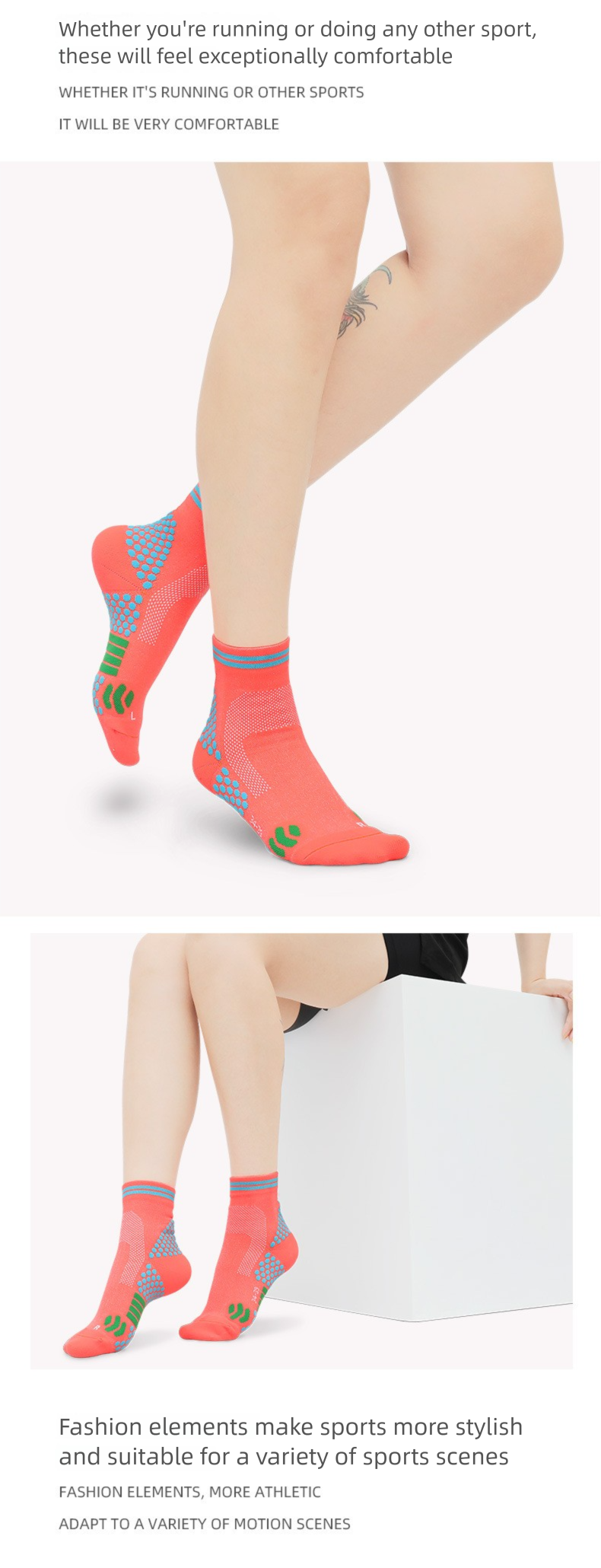 Sport professionali per uomini e donne, calzini da ciclismo a compressione con fondo in asciugamano per escursionismo e corsa, calzini corti da badminton_voghion.com