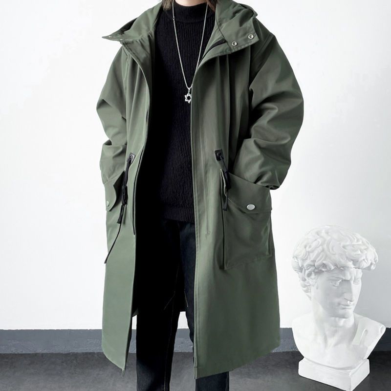 Shanli Dadi Spring And Autumn Youth Trench Coat Men's Ins Mid-Length Casual Hooded Jacket Korean Version Trendy_voghion.com