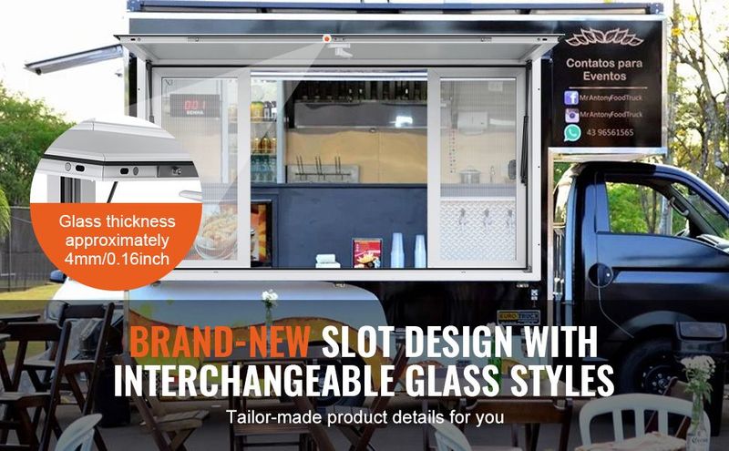 VEVOR Concession Window 53"x33", Aluminum Alloy Food Truck Service Window With 4 Horizontal Sliding Windows & Awning Door & Drag Hook, Up To 85 Degrees Serving Window For Food Truck Concession Trailer_voghion.com