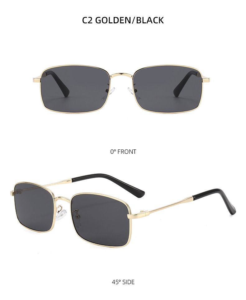New Retro Metal Ultra Light Square Frame Anti Ultraviolet Sunglasses Small Face Personality Driving Sunglasses_voghion.com