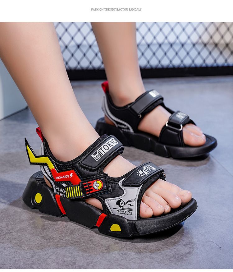 Sandalen männlich 2024 Neue Sommer hübsche mittlere und große Strand atmungsaktive Grundschule Kinderschuhe_voghion.com