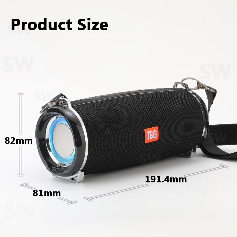 Portable Bluetooth Speaker Outdoor Radio Audio Amplifier Waterproof Soundbar Column U Disk Wireless Subwoofer LED Light_voghion.com