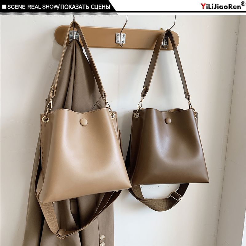Borse da donna alla moda Borse a tracolla eleganti con tracolla larga a secchiello grande per donna Borsa a tracolla in morbida pelle Portafoglio_voghion.com