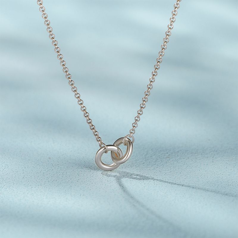 Damenschmuck S925 Sterling Sëlwer Moud Einfach Duebelrank Halskette Moud Möbius Schléissebeenkette Accessoiren_voghion.com