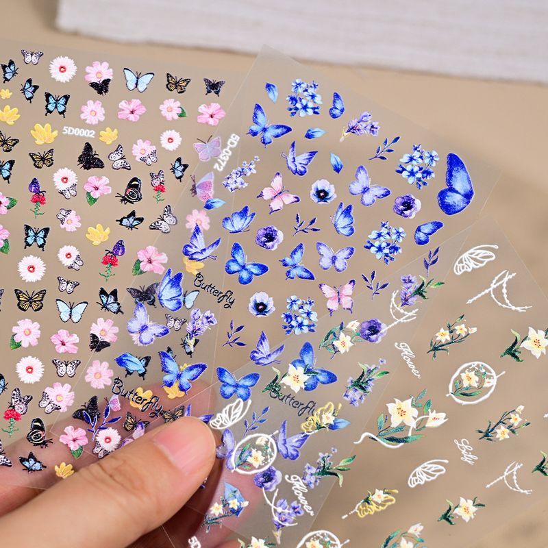 Decalcomanie per unghie con rose in rilievo 5D e fiori colorati - Decorazione per nail art stereo 3D per ragazze_voghion.com