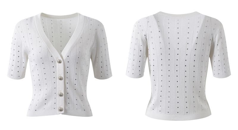 Roupas femininas novo design pesado quente diamante v pescoço fino ajuste fino saia superior terno de duas peças_voghion.com