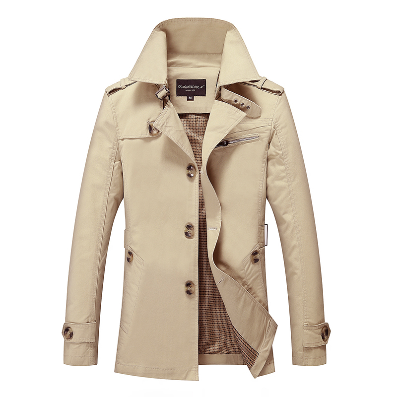 Trench, giacca a vento oversize, tinta unita, in puro cotone, casual, abbigliamento da uomo, cappotti e giacche_voghion.com