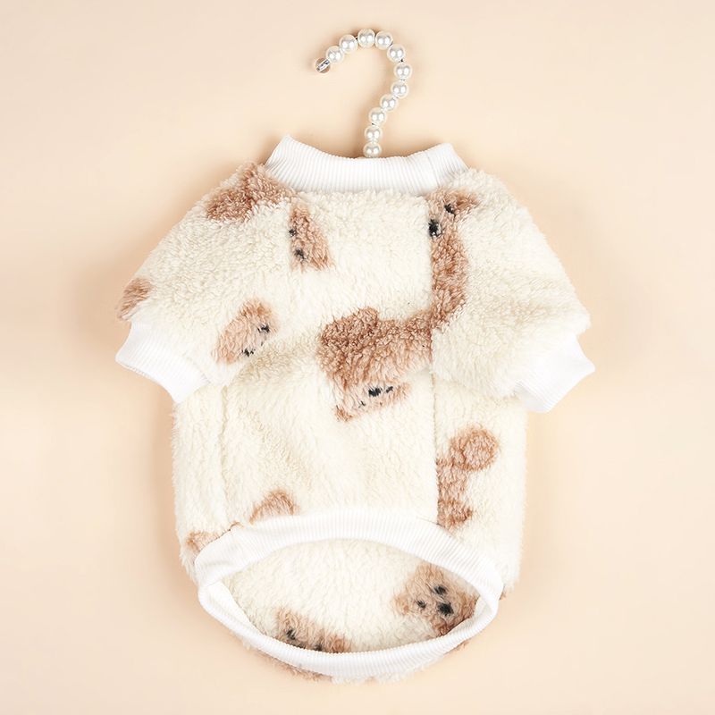 Felpa con stampa di orso carino in stile Ins per cani, abbigliamento caldo per animali domestici, autunno inverno e antifreddo_voghion.com