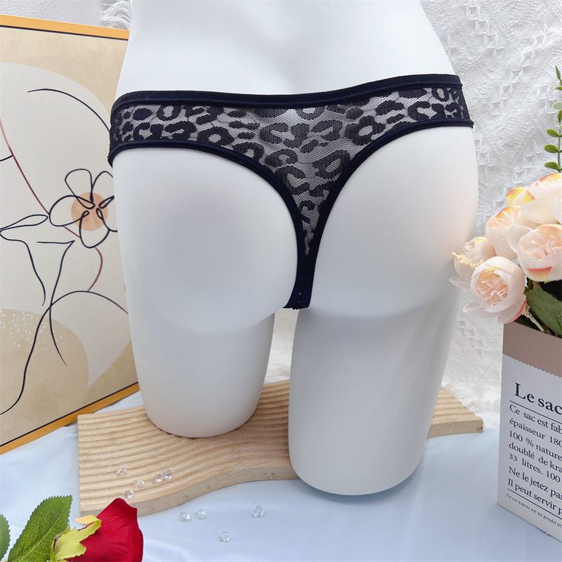Women's Intimates Leopard Print Sexy Temptation Hollow Lace Women's Thong Ultra Thin Briefs Comfortable Hip Lift_voghion.com
