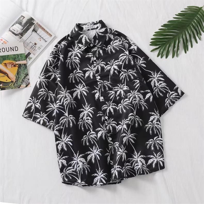 Herrenbekleidung 2024 Neues kurzärmliges Blumenhemd für Männer und Frauen Paare Lose Retro Herren Blumenhemd Stil Herrenstil_voghion.com