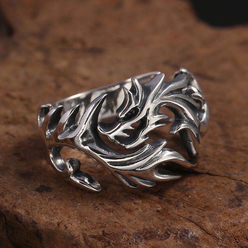 Anello retrò con drago, alla moda, per ragazzi e ragazze, con indice, in fusione, stile hip hop, punk rock, da uomo_voghion.com