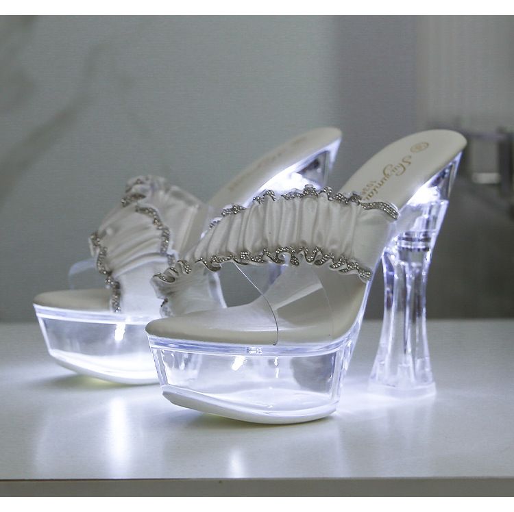 Ciabatte con tacco alto e spesso luminoso da discoteca Hate Tiangao, scarpe da donna, da passerella, per pole dance, con cristalli_voghion.com