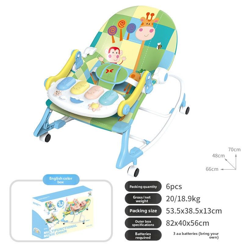 Sedia a dondolo musicale per bambini, sedia a dondolo multifunzione con carrello scorrevole, culla rilassante, pedale, pianoforte giocattolo_voghion.com