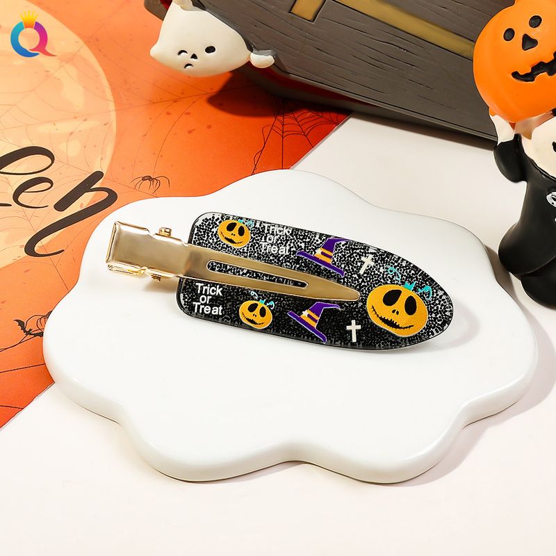 Halloween hårspænde med pandehår sidehårspænde knækket hår andeknæbspænde sømløs kantspænde hårtilbehør_voghion.com