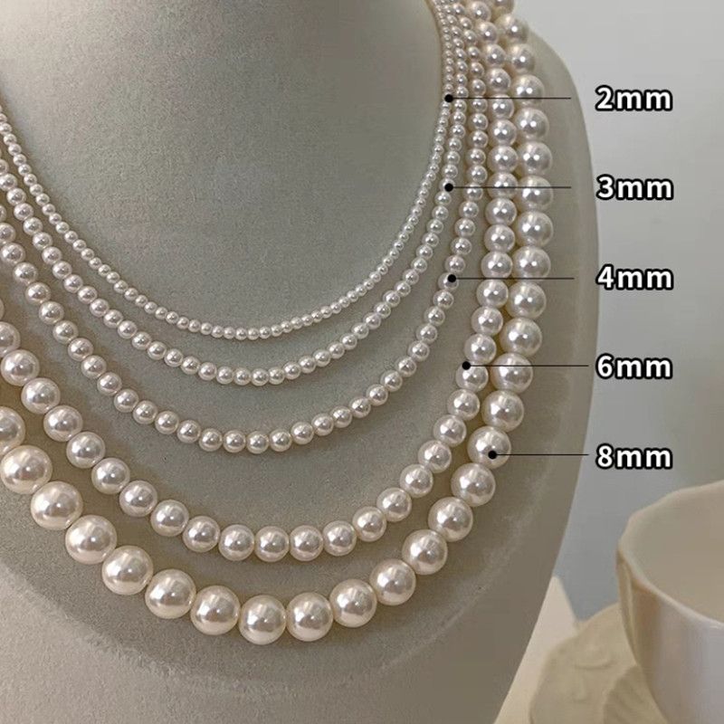 Collana di perle rotonde perfette della famiglia Shi dello stesso stile della febbre coreana per le donne, leggera ed estiva, di lusso, di fascia alta, Internet_voghion.com