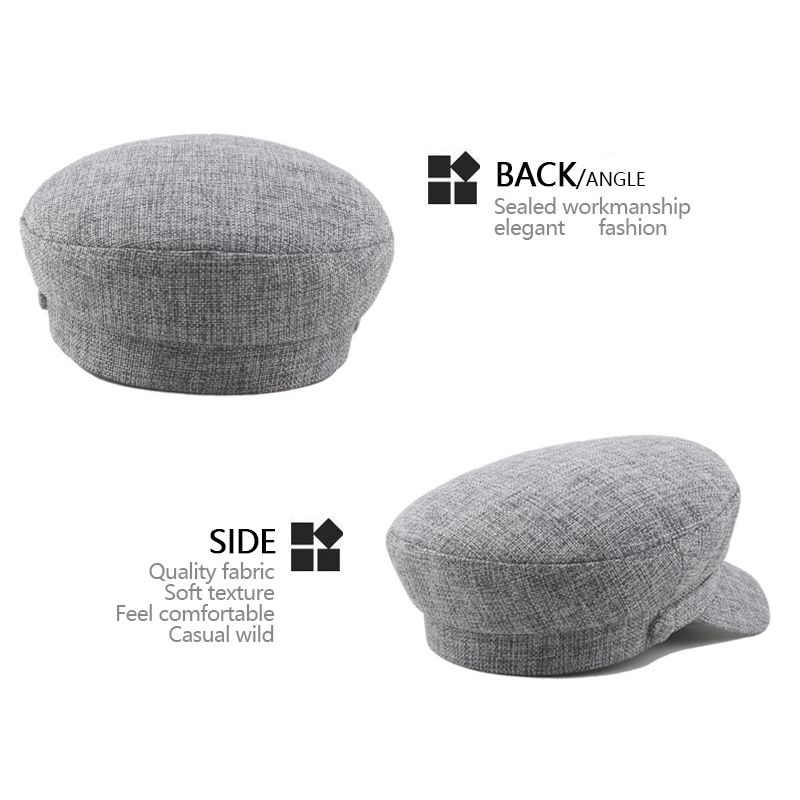 Vendita calda Moda Solid Visiera Cappello Militare Primavera e Autunno Lino Traspirante Berretto Per Le Donne Retro Inghilterra Stile Piatto_voghion.com