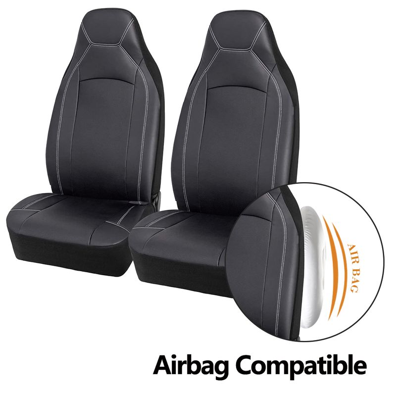 AUTO PLUS Universal-Autositzbezüge mit hoher Rückenlehne, hochwertiges, wasserdichtes Leder, komplettes Set, Airbag-kompatibel_voghion.com