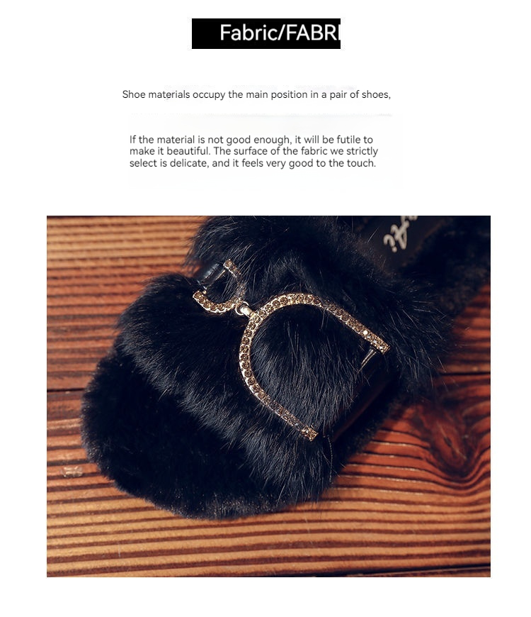True Rabbit Hair For Female Outwear 2024 Spring And Autumn New Internet Celebrity Fairy Home Flat Bottom Cotton Slippers_voghion.com