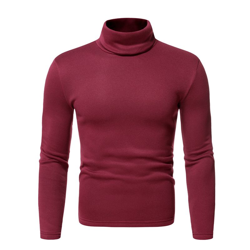 Adatto a tutte le stagioni, strato interno, autunno inverno, foderato in pile, collo alto, manica lunga, maglietta da uomo, maglia termica di base._voghion.com