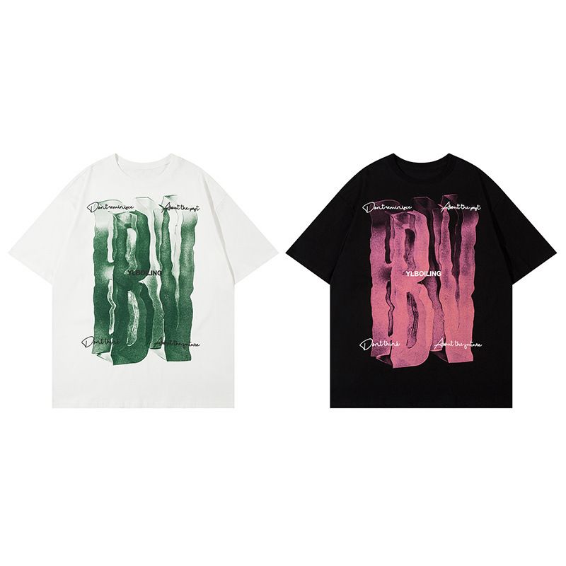 Herrkläder Tangmu Chaoren Sommar Ny Hiphop Trend Gata Populär Bokstav Mönster Herr T-shirt_voghion.com