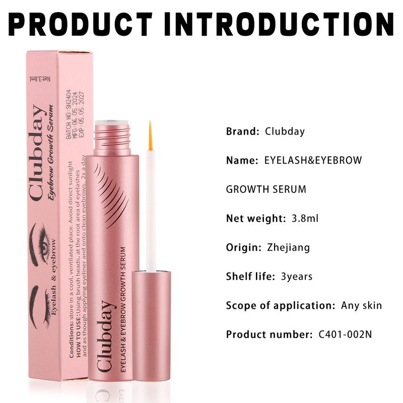 Siero trasparente per ciglia e sopracciglia Clubday - 3,8 ml - Potenziatore naturale della crescita per ciglia più folte, curve più lunghe e sopracciglia più folte_voghion.com
