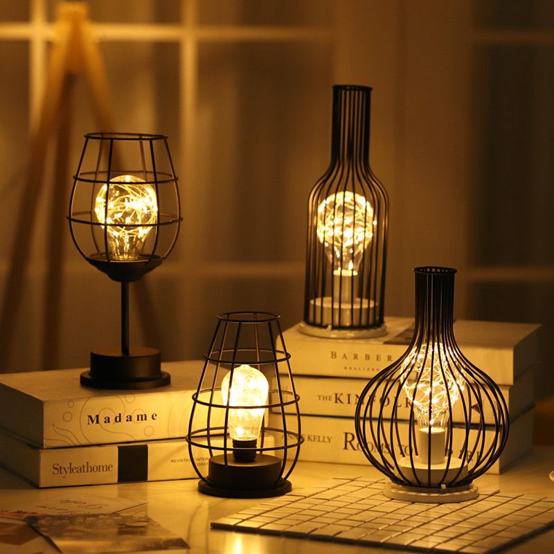 Nordic fier decorativ decor interior design pahar de vin roșu lampă din sârmă de cupru lumină de noapte de Crăciun_voghion.com