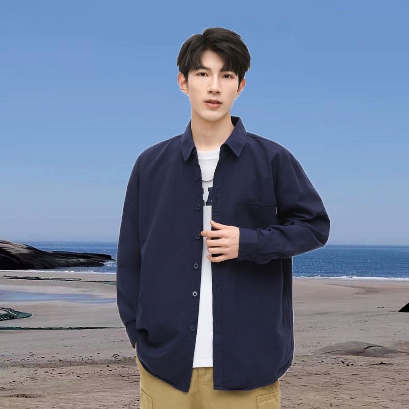 Camicia da uomo a maniche lunghe in cotone CT, nuova moda 2025, comoda e casual, ampia, da uomo, set di capispalla primaverili ed autunnali_voghion.com