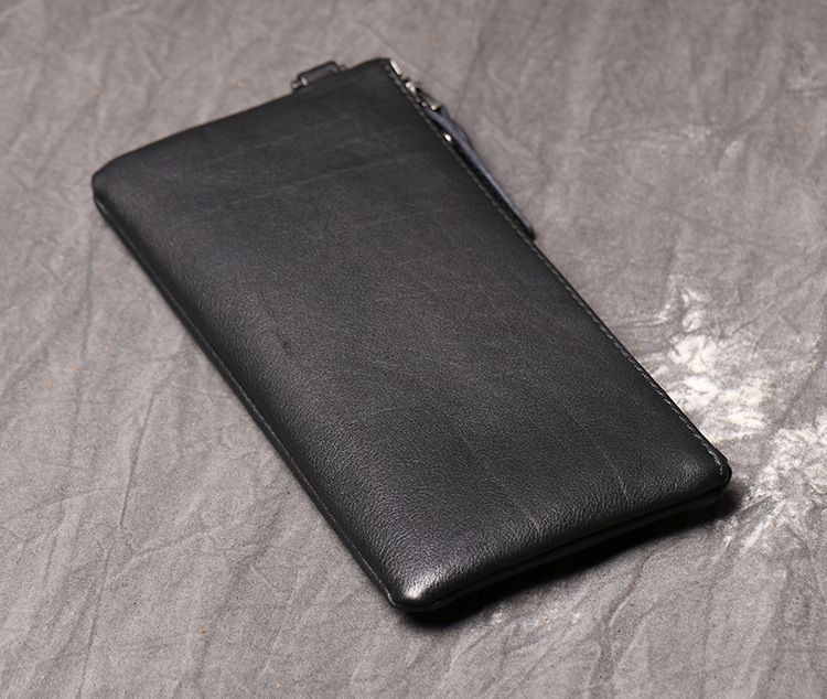 New Genuine Leather Men's Handbag, Women's Cowhide Long Zero Wallet, Soft Leather Thin Phone Bag, Neutral Luxury Feeling Wallet, Wishing You Good Luck_voghion.com