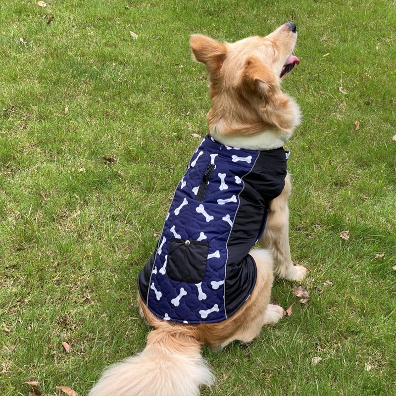 Pocket new pet clothes autumn and winter dog clothes vest cotton coat double sided wearable dog clothes coat clothing_voghion.com