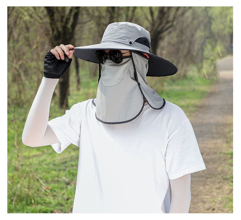 Cappello da sole staccabile da uomo - Copertura completa del viso e tesa larga per la massima protezione UV_voghion.com