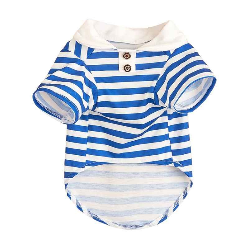 Guangying Sudadera para Perro Cuello De Solapa Elástico Adorable Mascota Perro Gato Jersey A Rayas Azul Marino Top Suministros para Mascotas_voghion.com