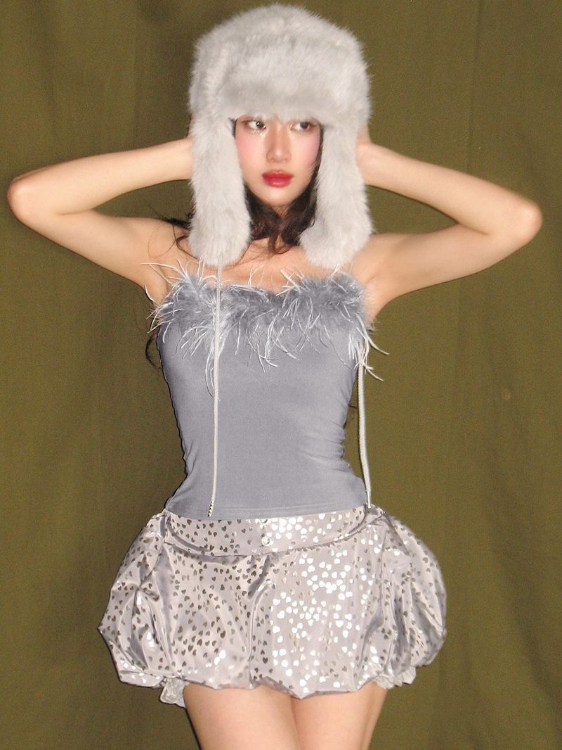 Ropa de mujer Primavera/Verano 2025 Nueva moda Conjunto sexy con flecos en el pecho, escote sencillo y ajustado._voghion.com