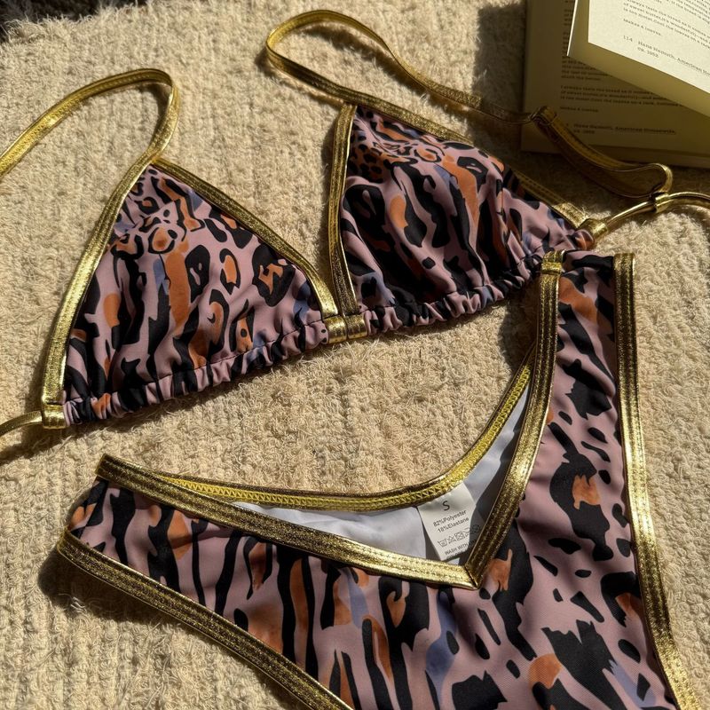 Bikini-Set mit Leopardenmuster – Sexy Triangel-Bademode mit seitlicher Schnürung für Damen_voghion.com