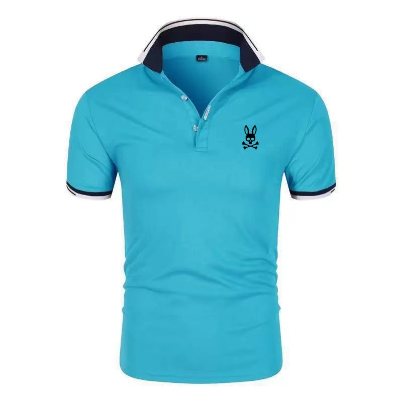 2023 summer men's cotton T-shirt lapel fashion short-sleeved polo shirt printed micro-standard ghost rabbit short-sleeved polo shirt_voghion.com