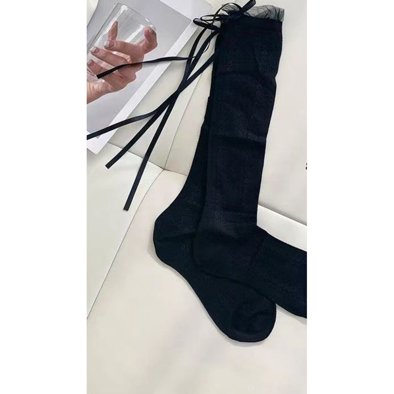 fine Bow Children's Lace Mesh Calf Padded Socks Women's Spring And Summer Models_voghion.com