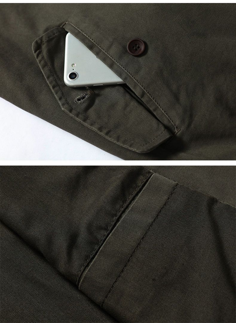 Strapazierfähige Arbeitsjacke für Herren mit Fleecefutter, wasserabweisender Wintermantel aus Baumwolle, lockere Passform, militärgrüne Oberbekleidung für kaltes Wetter_voghion.com