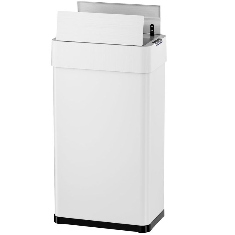 50L /13.2 Gal Motion Sensor Trash Can Wings Open Lid Garbage Can Stainless Steel_voghion.com