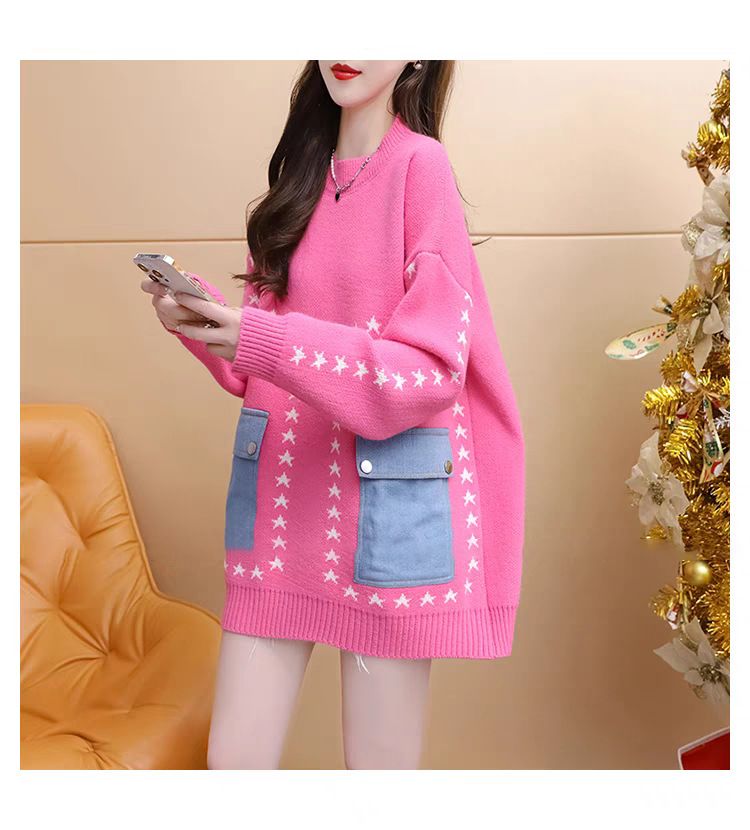 Suéter grande e chique sem esforço – rosa suave e laranja quente | Tamanho único Lazy Luxury_voghion.com