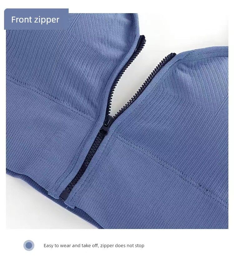 Beauty Back Exercise Bubble Wrap V Neck Front Zipper Double-Shoulder Strap_voghion.com