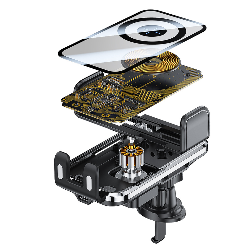 Vhodné pro iPhone, průhledný magnetický držák do auta pro bezdrátové nabíjení 15W, kompatibilní s rychlonabíjením, vnitřním viditelným..._voghion.com