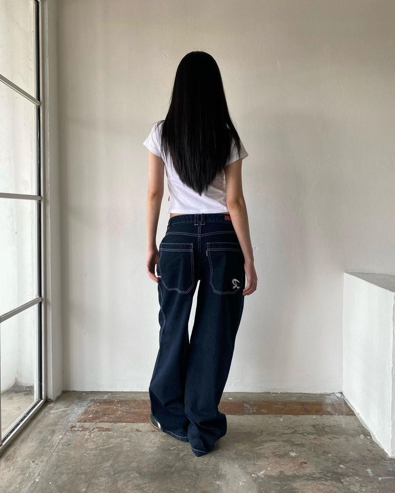 Vintage-Jeans mit Stickerei – Y2K Retro High Street Hose mit weitem Bein, locker sitzende, lässige Jeanshose mit einzigartigen Nähten, bequem und stylisch_voghion.com