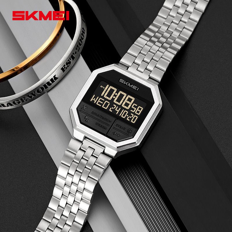 Shimei Metall-Stahlband für Herren, Studenten, wasserdicht, Sport, elektronische Uhr_voghion.com