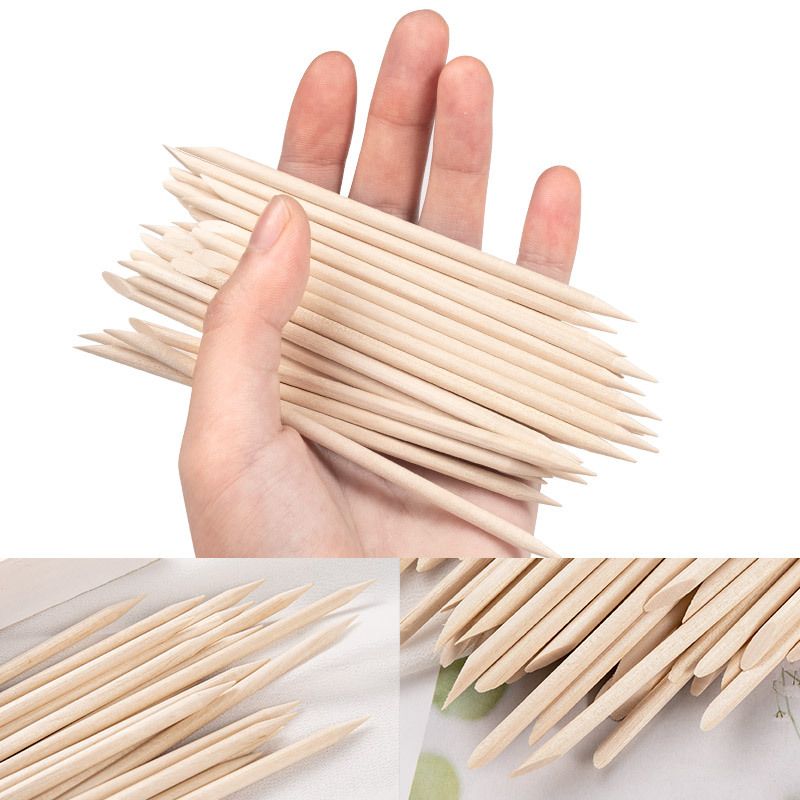 Multifunctional Cuticle Pusher Tool Beech Adhesive Small Drill Clean Excess Nail Polish Orange Wood Stick_voghion.com