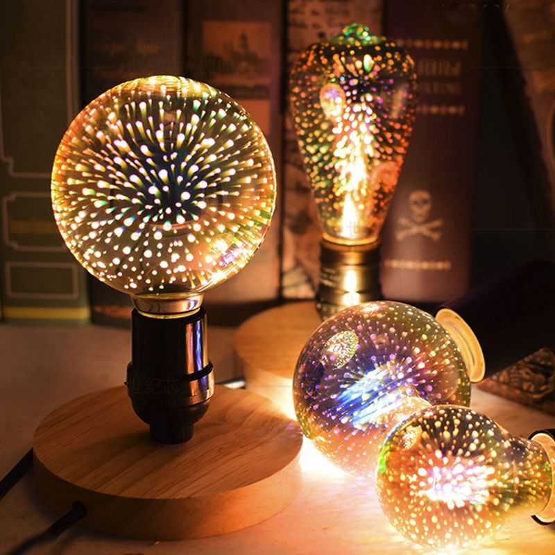 3D Kleurrijke LED Edison Gloeilamp E27 220V Vintage Vuurwerk Decoratie Lamp ST64 G95 A60 Kerst Ampul LED Lamp Verlichting_voghion.com
